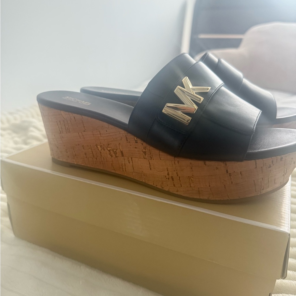 Michael Kors Black Wedge Sandals